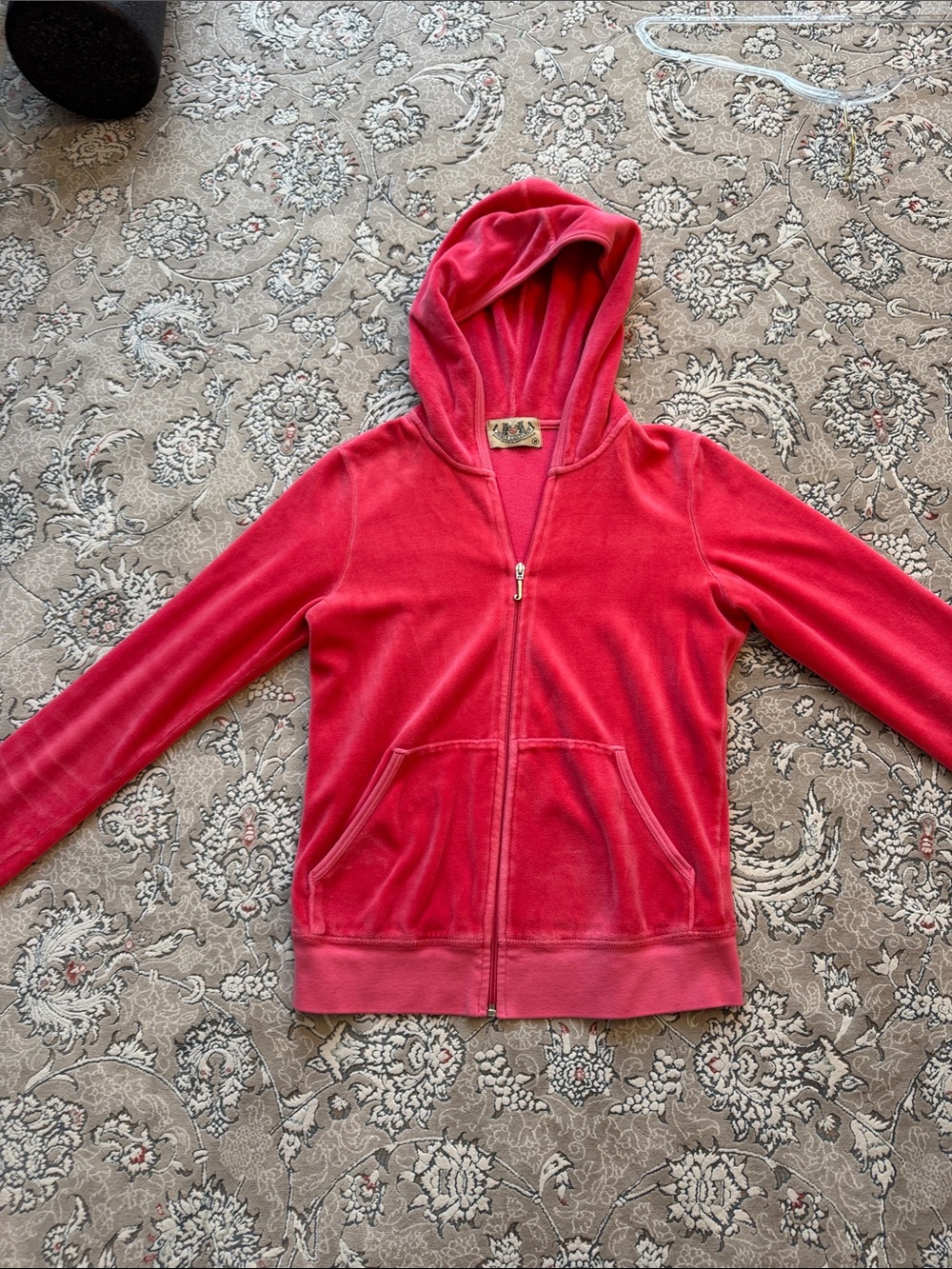 Women’s Vintage Juicy Couture Salmon color Hooded Zip-Up Jacket - Velour Comfort